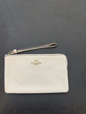 Coach Ivory Leather Wristlet with Gold Logo